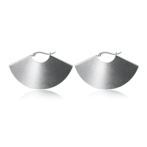 Lightweight Boho Bohemian Fan Earrings for Women Geometric Dangle Drop Half Round African Tribal Ethnic Jewelry - color: Metallic 2.5"x 1.5"