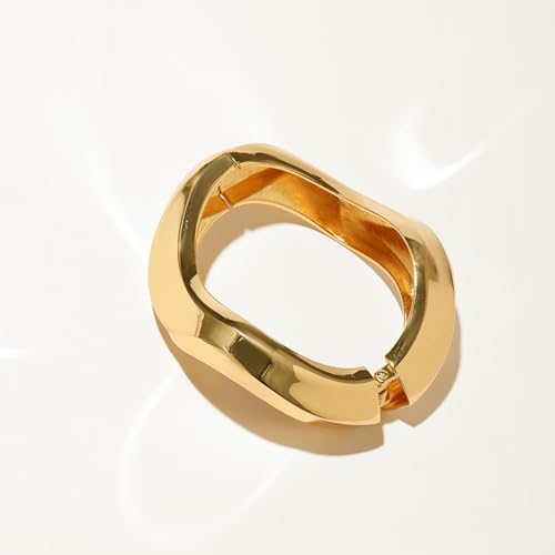 YMBYCM Gold Chunky Bangle Bracelets for Women Trendy Wide Chunky Cuff Bracelets Wrap Bracelet - style: H-Gold