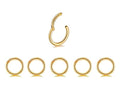 5Pcs 16G 18G Surgical Steel Nose Rings Hoop Tragus Septum Cartilage Hoop Earrings For Women Men Body Piercing Jewelry Kit Bar Length 6mm/8mm/10mm/12mm/14mm - style: 5Pcs -16G - Gold - 8mm