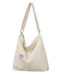 Covelin Women's Retro Large Size Canvas Shoulder Bag Hobo Crossbody Handbag Casual Tote - color: Beige