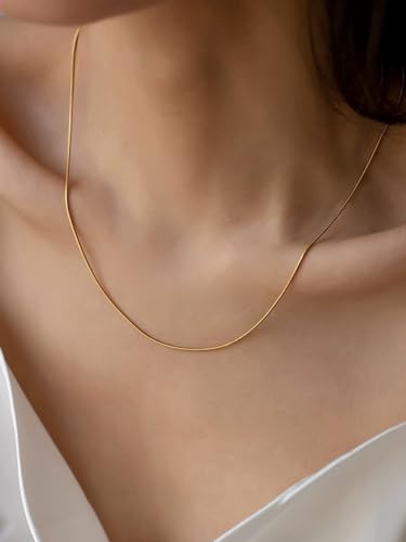 Elegance 11 designs Gold Plated Thin Chain Layered Necklaces For Women Non Tarnish,18k Gold Plated Stainless Steel Dainty Waterproof Gold Necklace Set Stack For Women Gifts Jewelry - color: Gold Necklace1801