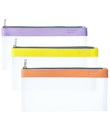 Mr. Pen- Clear Pencil Pouch, 8.50"x4.25", 3 Pack, Durable TPU Material | Medium Water-Resistant Pencil Bags with Smooth Zipper, Multipurpose Clear Pouch for Stationery, School, Office - color: Sunset, size: 3 Pack, Medium