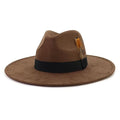 LIDHAY Big Wide Brim Fedora Hats for Women Men Western Suede Hat Panama Hat Outdoor Hats - color: Coffee