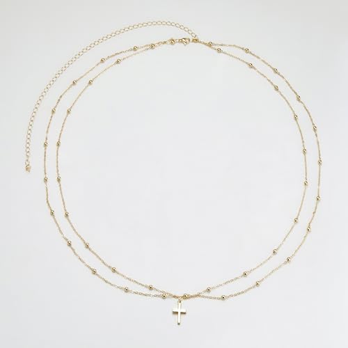 Belly Waist Chain Beads Layered Belly Chains Gold Plated Sexy Bikini Body Chain Adjustable Jewelry for Women - style: E-cross