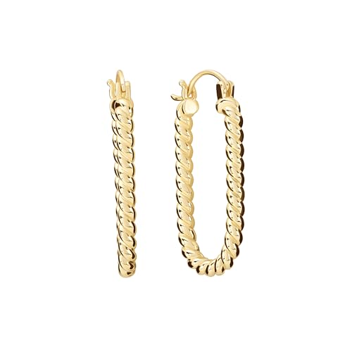 Amazon Essentials Plated Tailored Hoop Earrings - color: Gold Tone, size: L: 1.34" X W: 0.11"