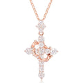 YIMERAIRE Upgraded Moissanite Crown Cross Necklace 14K Gold Vermeil 1.1 Carats Dainty Iced Out Easter Basket Stuffer Cross Jewelry S925 Sterling Silver Simple Gold Christian Faith Moissanite Cross Pendant Necklace For Women - color: Rose Gold