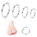 WBRWP 316L Stainless-Steel Piercing-Ring Hinged Nose-Rings-Hoop : 20G 18G 16G 14G Womens Body Pierecing Ring Segment Clicker Lip Rings Helix Cartilage Rook Earrings Diameter 6mm 8mm 10mm 12mm - color: 4pc set in silver color(each dia. 1 pc)