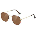 Polarized Sunglasses for Womens Men Trendy Square Hexagonal Flat Mirrored Sun Glasses UV Protection - color: A04-leopard/Brown/Leopard