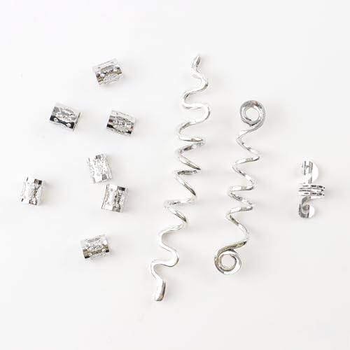 26 Pcs Silver Hair Jewelry for Braids,4 Styles Dreadlock Accessories, Adjustable Metal Hair Clips,Snake Hair Cuffs Braiding Decorations for Women - color: Silver-26pcs