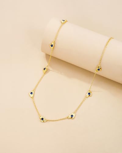 SNGIA Gold Plated Colorful Charm Necklace for Women Adjustable Shell Pearl Crystal Beaded Gemstone Dainty Layering Statement Necklace Gift