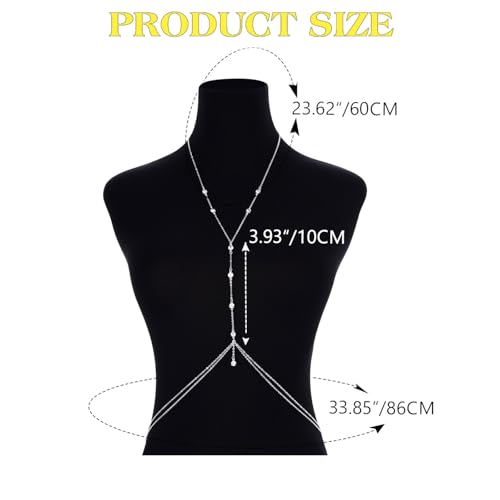 YONAMIX Silver Body Chain Rhinestone Bra Chains Jewelry for Women