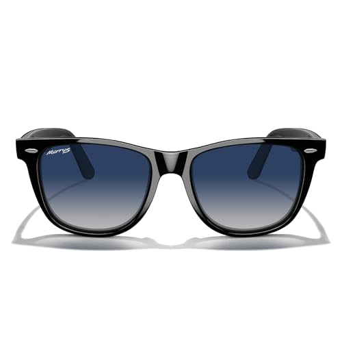 MERRY'S Classic Square Shape Polarized Sunglasses for Womens Mens Retro Designer UV400 Sun Glasses S6140 - color: Black Frame/Blue Tinted Gradient Lens