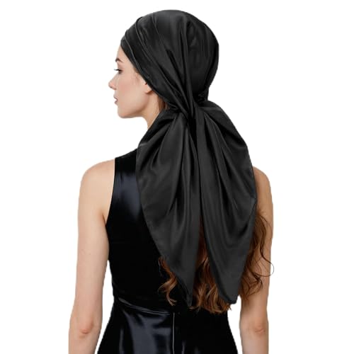 QIUTIMIY 35"x35" Like Silk Head Scarf for Women Satin Feel Large Square Scarf for Hair Wrapping and Sleeping Fashion Bandana - color: (90cm)square Scarf 24