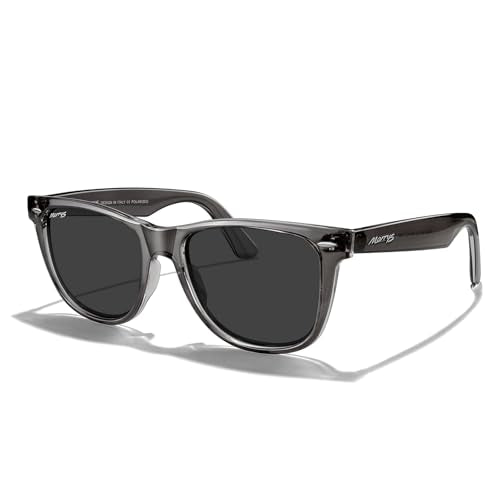 MERRY'S Classic Square Shape Polarized Sunglasses for Womens Mens Retro Designer UV400 Sun Glasses S6140 - color: Grey&tra Frame/Black Lens