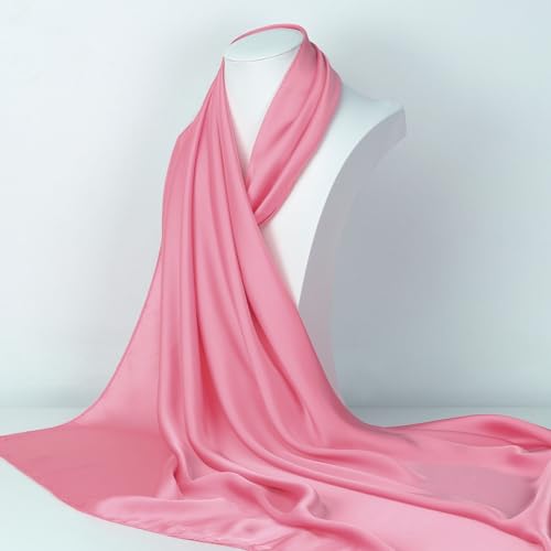 RIIQIICHY 35 Inch Head Scarf for Women Hair Scarf Like Silk Scarf Square Scarf Bandanas for Women - color: Pink
