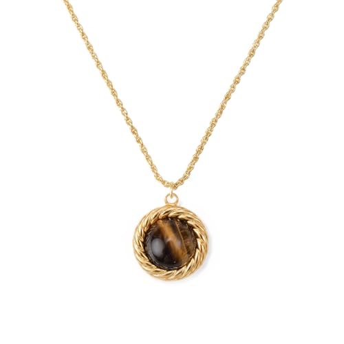 14k gold Vintage Tiger's Eye Pendant Necklace - size: Standard