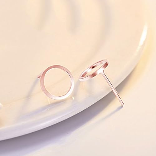 Gold Circle Earrings for Women Circle Stud Earrings Simple Tiny Triangle Square Bar Stud Earrings Trendy Jewelry Gifts - color: A3：rose gold circle earrings