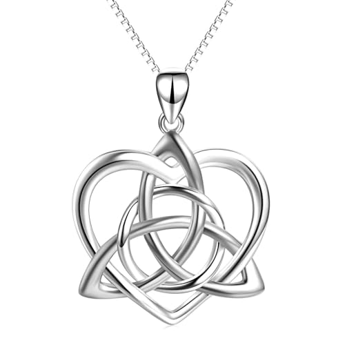 Celtic Jewelry Necklace Gifts Sterling Silver Good Luck Irish Vintage Triquetra Trinity Celtics Love Knot Pendant Necklace Christmas Gifts for Women Mother - style: Celtic necklace-Silver