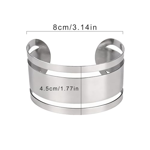 Upper Arm Cuff for Women, Simple Sexy Harness Armlet Bracelet with Crystal Adjustable Upper Arm Chain Bangle Arm Band for Women - color: Silver Stripe Band