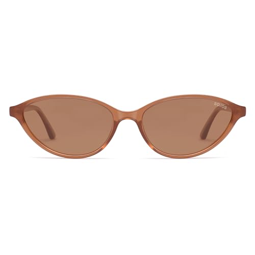 SOJOS Trendy Polarized Oval Sunglasses for Women Retro Chic 90s Shades Lightweight Sunnies SJ2656 - color: Brown Frame Brown Lens