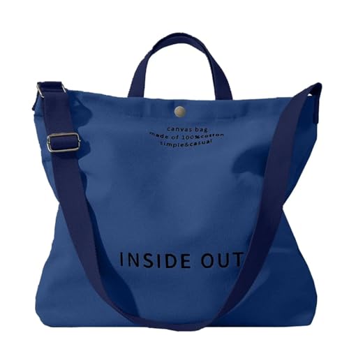 Canvas Tote Bag For Women inside out bag Crossbody Handbag with Adjustable Strap and Coin Purse for Work,Travel,Grocery - color: Royal Blue