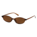 FEISEDY Retro Oval Sunglasses for Women Cat Eye 90s Lightweight Narrow Shades Trendy Sun Glasses B4196 - color: Brown