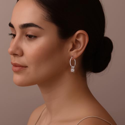 LeCalla 925 Sterling Silver Beaded Ball Hoop Earrings | Lightweight Sleeper Bead Ball Earring Hoops | Cape Style Hoop Earrings for Women - color: Freshwater Pearl Classic