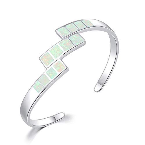 CiNily Womens Cuff Bracelet,Opal Bangle Bracelets Gold Plated Hypoallergenic Ladies Gemstone Open Cuff Bangle Bracelet - color: cuff bracelet-white
