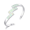 CiNily Womens Cuff Bracelet,Opal Bangle Bracelets Gold Plated Hypoallergenic Ladies Gemstone Open Cuff Bangle Bracelet - color: cuff bracelet-white