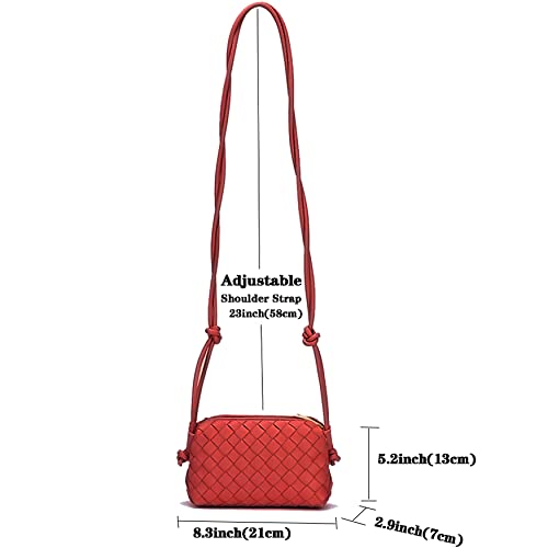 ZEDIUH Woven Bag for Women Crossbody Shoulderbag, Small Vegan Leather Purse - color: Red