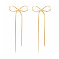 Gold Silver Bow Drop Earrings for Women Long Tassel Chain Bow Earrings Ribbon Bowknot Dangle Earrings Jewelry Gifts - color: Gold Bow A