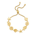Gold Charm Bracelet for Women Boho Adjustable Shell Starfish Bracelet Summer Beach Ocean Statement Bracelets - color: Charm slider bracelet