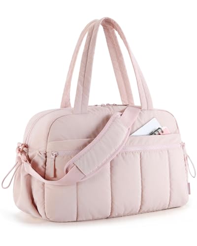 BAGSMART Gym Bag for Women, Duffle Bag for Travel with Wet Pocket, Lightweight Carry on Weekender Duffel, Water Resistant - color: Coral Pink, size: Medium
