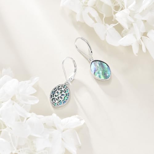 TIGER RIDER Abalone Shell 925 Sterling Silver Dangle Earrings Lightweight Filigree Dangle Drop Earrings for Women - style: Teardrop Drop