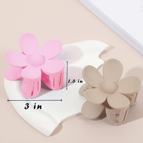 AOENJIE Flower Hair Clips 8PCS, Hair Claw Clips for Women Thick Thin Hair, Flower Claw Clips Matte Non Slip Strong Hold Hair Clips for Women Girls, Large Cute Claw Clips Big Hair Jaw Clips 8 Colors - color: Pink, Coffee, Light Pink, Rose Red, Beige, White