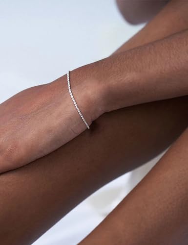925 Sterling Silver Rope Bracelets 2/3/5mm Silver/Gold Plated Bracelets for Women Rope Chain Bracelet for Men 6.5-9 Inches - color: Silver 2mm, size: 8.5