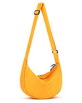 Crossbody Crescent Bag for Women Men Trendy, Crescent Sling Bag with Adjustable Strap, 2 Zippers Lightweight - color: Orange