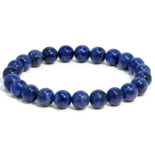 ANAYA AGATE Healing Crystal Bracelet for Women and Men – 8mm Round Beaded Bracelet for Men and Women – Unisex Stretchy Gemstone Bracelet for Healing and Protection - color: Sodalite