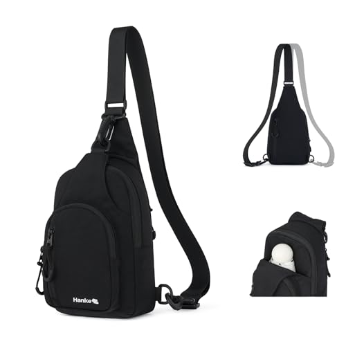 Hanke Crossbody Sling Bag for Women Men, Small & Large Casual Cross Body Sling Bags, Chest Bag for Outdoor Hiking Travel - color: Graphite Black, size: Small