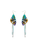 Handmade Seed Beaded Earrings, Lightweight Boho Fringe Dangle Earrings, Glass Bead Drop Jewelry for Everyday Wear & Party, Women Gifts - color: Budgie