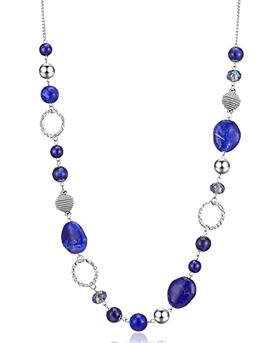 PEARL&CLUB Long Beaded Necklaces For Women - Sweater Chain Fashion Jewelry Necklace Gifts For Women - color: 23-Royal Blue