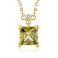 18K Gold-Plated Non Tarnish Birthstone Necklace for Women, 5A Princess Cut Cubic Zirconia Pendant, Birthday Anniversary Valentine's Gift, 18-20 Inches - color: 8-Aug-Olive Green