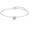 ChicSilver 925 Sterling Silver Anklets for Women, Simple Dainty Round/Heart Birthstone Ankle Bracelet Beach Foot Jewelry, 8.7-10.7 Inch Adjustable - color: 06. Heart - June(Alexandrite)