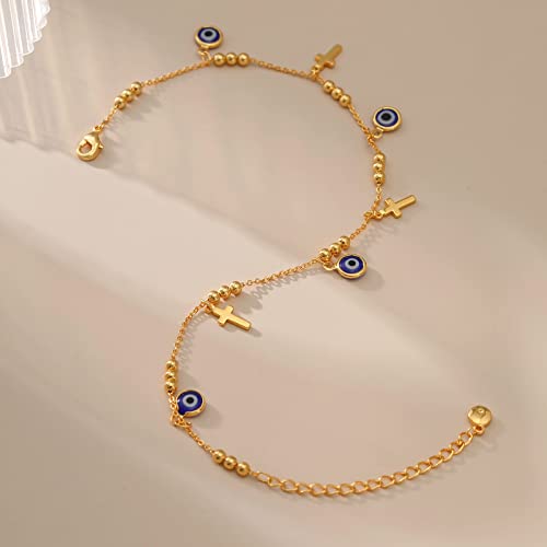 Yumikoo 18k Gold Plated Anklet Ankle Bracelets for Women - style: Evil Eye