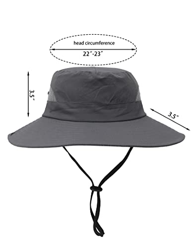 Womens Summer Sun Hat Beach Hat Wide Brim Outdoor UV Protection Hat Foldable Cool Mesh Ponytail Bucket Hat - color: Grey
