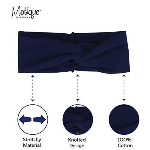 Motique Accessories Navy Solid Twist Turband Headwrap Hair Band for Women - color: Midnight Blue