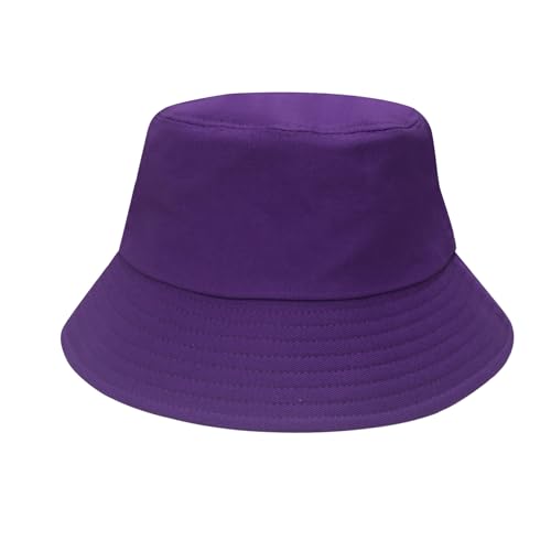 NPJY Bucket Hat for Women Men Cotton Summer Packable Sun Beach Fishing Hats Travel Cap - color: Plain Purple