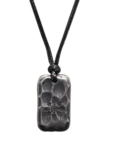 Ankiyabe Stainless Steel Norse Viking Rune Pendant with Adjustable Braided Rope Good Luck/Love/Strenght/Health Viking Symbol Necklace for Men Women - color: AEGISHJALMUR