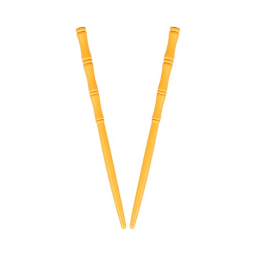 Carved Wooden Hair Sticks Set, Traditional Hair Chopsticks, 7 inches, 2 Pack, Vintage Style (Light Orange) - color: Light Orange