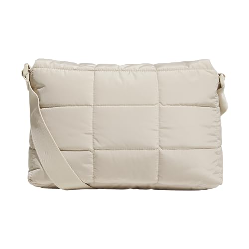 adidas Unisex Quilted Crossbody Bag – Soft Cushioned Puffer Purse, Foldover - color: Crystal Linen Beige